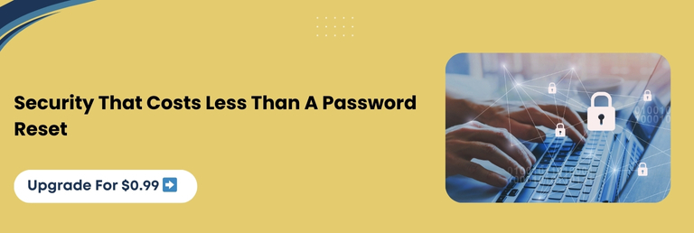Security Upgrade Promotional Banner Showing Hands Typing On Keyboard With Digital Lock Icons Overlay