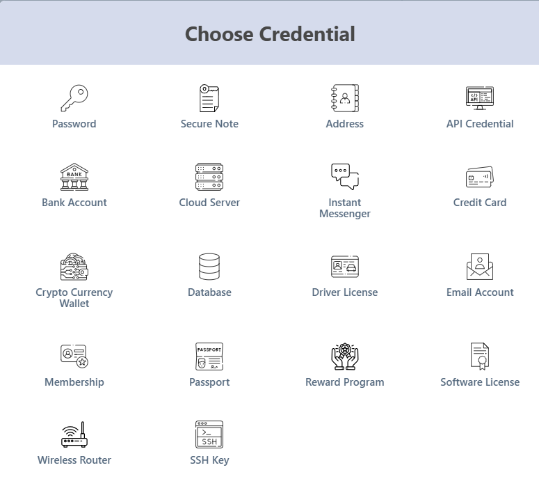 store credentials, payment cards, licenses, and even proprietary data in one place
